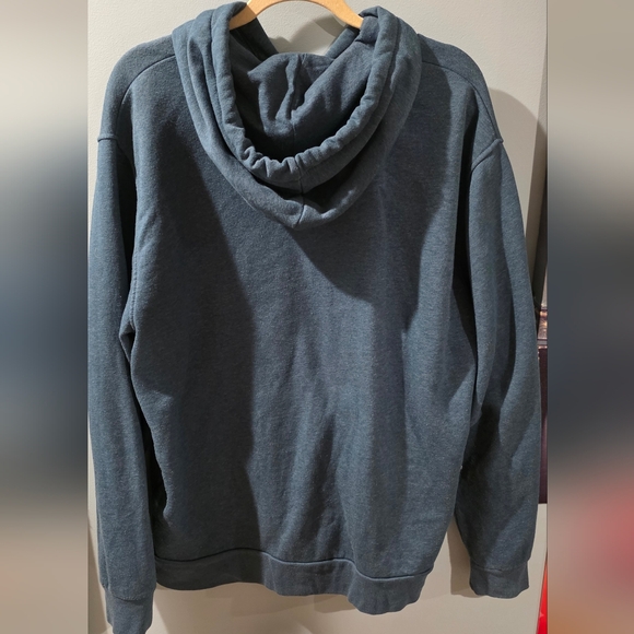 Old Navy Men's Green Hoodie with Cream Logo - Picture 2 of 4